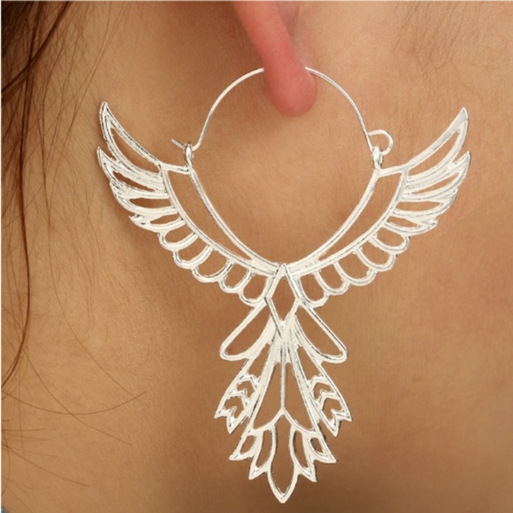 Red Lotus Treasures Jewelry - 2 Left! Phoenix Rising Angel Wings Silver Earrings